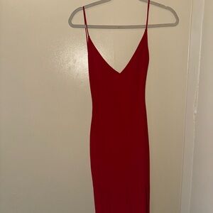 Elegant Red Spaghetti Strap Dress